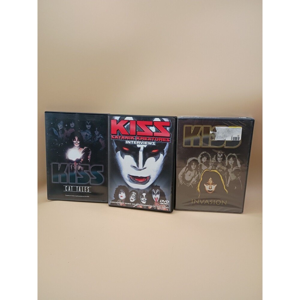 Kiss 3 dvd lot Cat tales , Invasion (Sealed), Satanik Kreaturez Interviewz